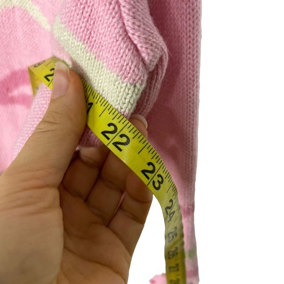 Storybrook Knits Pink V Neck Polka Dot Ramie Cotton Blend Cardigan Large - Picture 6 of 8